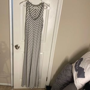 Grey and white maxi dress